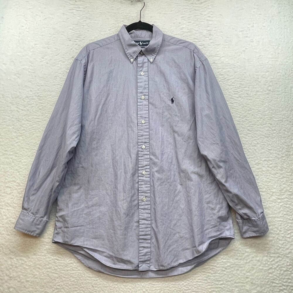 Ralph Lauren Shirt Mens 16.5 34/35 Blue Varmouth Button Down Cotton Preppy Pony